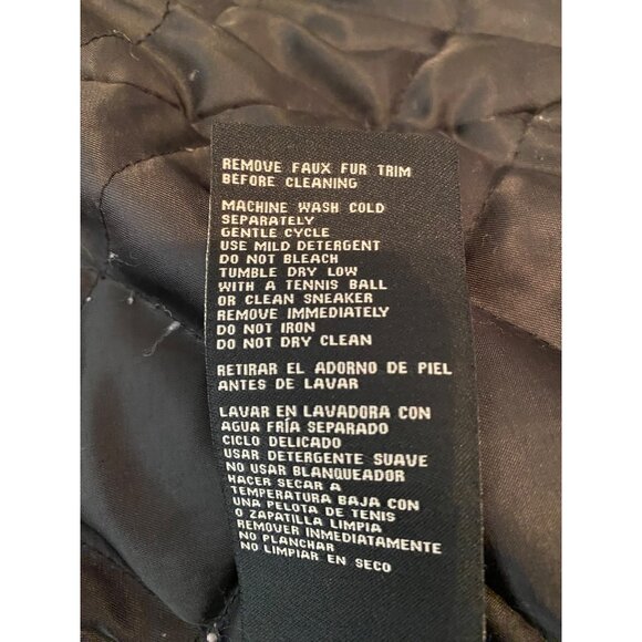 1 Madison Expedition Black Hooded Midi Coat Faux Fur Trim Size Small - Picture 5 of 16